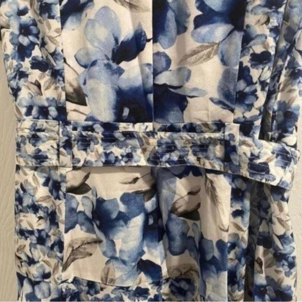 NWT Calvin Klein Blue Floral Sleeveless Drop Waist Handkerchief Hem Midi - Picture 9 of 13